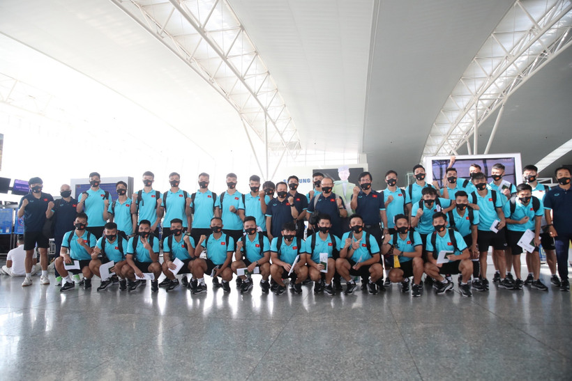 Đội tuyển Việt Nam được rút ngắn thời gian cách ly sau khi trở về nước. (Ảnh: TTXVN)