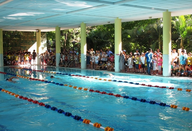 Biểu diễn bơi tại Trường Thể thao Thiếu niên 10-10 sáng 1-6