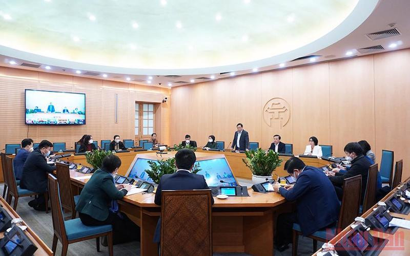 Ban Chỉ đạo phòng, chống dịch Covid-19 TP Hà Nội giao ban trực tuyến.