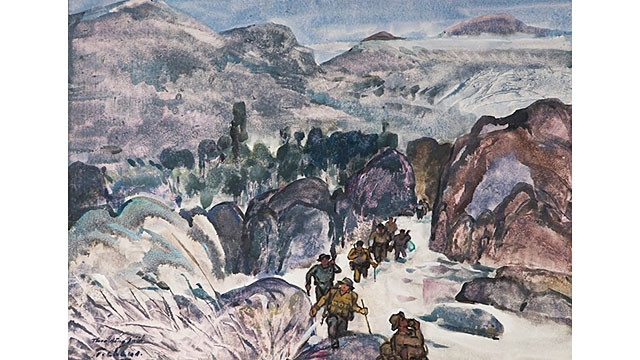 Tác phẩm về Trường Sơn của cố họa sĩ Nguyễn Thanh Châu.