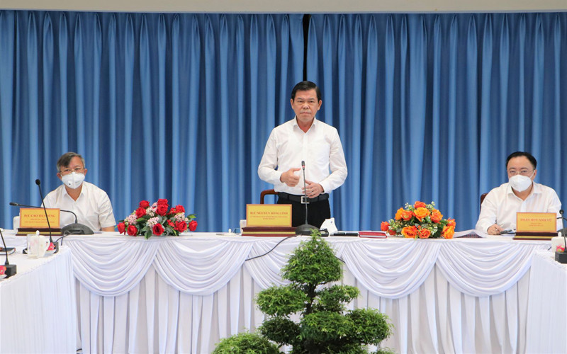 Đồng chí Nguyễn Hồng Lĩnh phát biểu tại buổi họp Ban Chỉ đạo phòng, chống dịch Covid-19 tỉnh Đồng Nai.