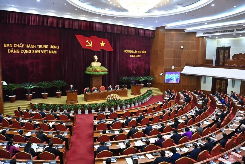 Hội nghị lần thứ 5 Ban Chấp hành Trung ương Đảng Cộng sản Việt Nam khóa XIII. (Ảnh: ĐĂNG KHOA)