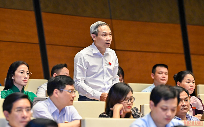 Đại biểu Phan Đức Hiếu phát biểu tại phiên thảo luận của Quốc hội chiều 13/6. (Ảnh: LINH NGUYÊN)