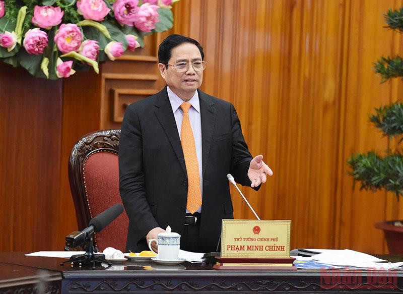 Thủ tướng Phạm Minh Chính phát biểu tại cuộc họp. (Ảnh: TRẦN HẢI)
