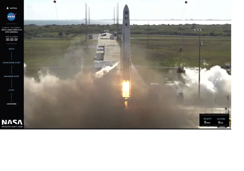 Tên lửa LV0008 của Astra được phóng từ Trạm Lực lượng Không gian Cape Canaveral vào ngày 10/2 mang theo bốn vệ tinh khối lập phương nhỏ trong sứ mệnh ELaNa 41 cho NASA. Nhưng tên lửa không đưa các vệ tinh lên quỹ đạo như kế hoạch. Ảnh: Astra / NASASpaceflight.com