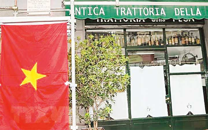 Quán Antica Trattoria della Pesa, nơi Chủ tịch Hồ Chí Minh từng sống và làm việc. (Ảnh: TTXVN)