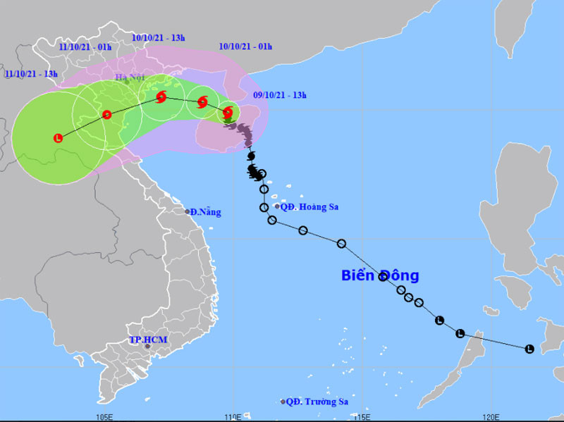 Vị trí và hướng di chuyển của bão số 7. (Nguồn: nchmf.gov.vn)