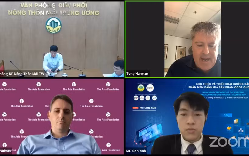 Trực tuyến giới thiệu và triển khai hướng dẫn phầm mềm đánh giá sản phẩm OCOP quốc gia.