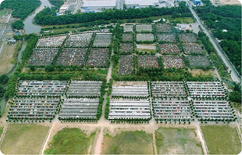 Toàn cảnh Công viên nghĩa trang Đa Phước giai đoạn 2 nhìn từ trên cao.