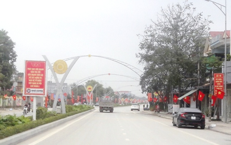 Một góc đoạn đường trung tâm huyện lỵ Thọ Xuân.