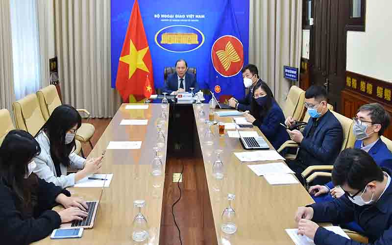 Đoàn Việt Nam tham dự Hội nghị SOM ASEAN diễn ra theo hình thức trực tuyến.