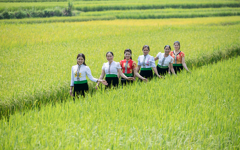 Phụ nữ ở Mường Sang tích cực tham gia quảng bá du lịch cộng đồng trên quê hương. Ảnh AOP