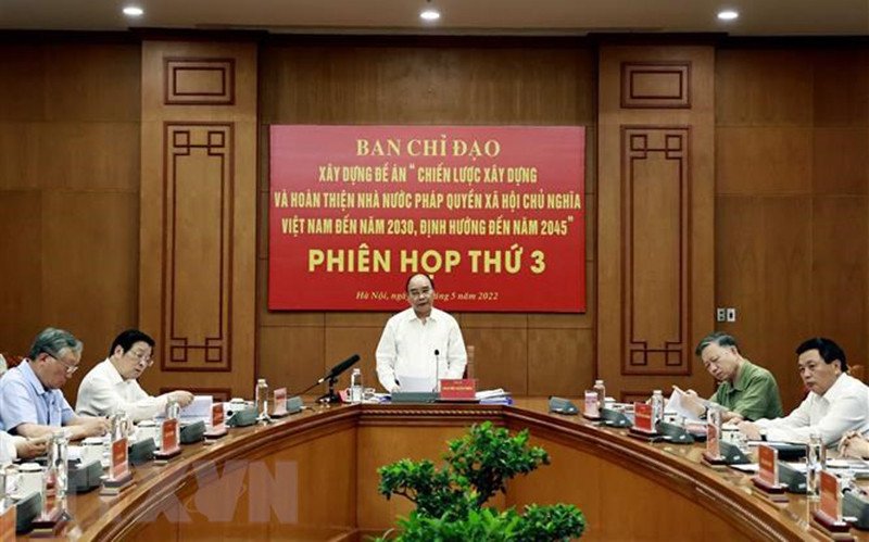 Chủ tịch nước Nguyễn Xuân Phúc, Trưởng Ban chỉ đạo phát biểu. (Ảnh: Thống Nhất/TTXVN)