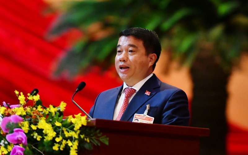 Đồng chí Y Thanh Hà Niê Kđăm, Ủy viên Trung ương Đảng khóa XIII, Bí thư Đảng ủy Khối Doanh nghiệp Trung ương trình bày tại Đại hội Đảng toàn quốc lần thứ XIII, sáng 28-1. Ảnh: ANH TUẤN -DUY LINH