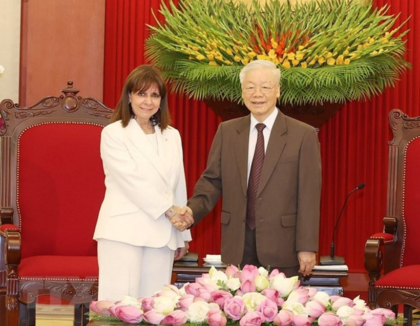 Hình ảnh Tổng Bí thư Nguyễn Phú Trọng tiếp Tổng thống Hy Lạp