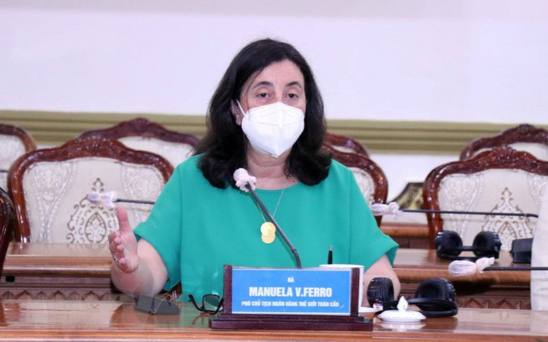 Bà Manuel V.Ferro, Phó Chủ tịch World Bank phát biểu tại buổi tiếp. (Ảnh: Xuân Khu/TTXVN)