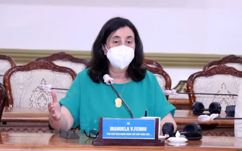 Bà Manuel V.Ferro, Phó Chủ tịch World Bank phát biểu tại buổi tiếp. (Ảnh: Xuân Khu/TTXVN)