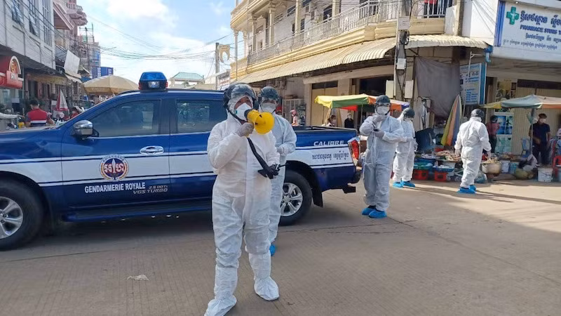 Chính quyền tỉnh Stung Treng đôn đốc công tác phòng, chống dịch Covid-19. (Ảnh: Fresh News)