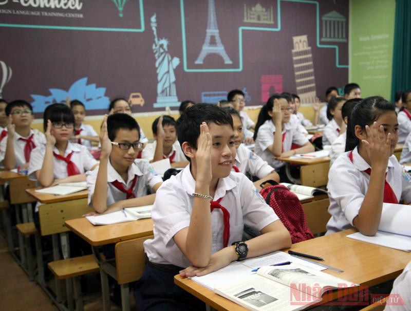 Học sinh Trường THCS Thái Thịnh (Hà Nội). Ảnh: DUY LINH