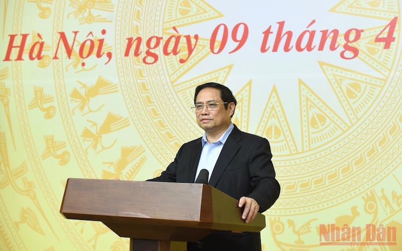 Thủ tướng Chính phủ Phạm Minh Chính chủ trì phiên họp lần thứ 14 của Ban Chỉ đạo quốc gia phòng, chống dịch Covid-19. (Ảnh: TRẦN HẢI)