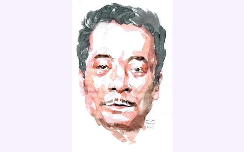 Ký họa chân dung NSND Hoàng Dũng của họa sĩ Đỗ Hoàng Tường.