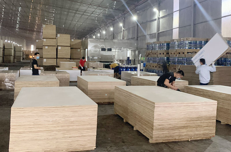 Hoạt động sản xuất tại nhà máy của Công ty TNHH Lechenwood Việt Nam trong khu công nghiệp Thanh Bình.