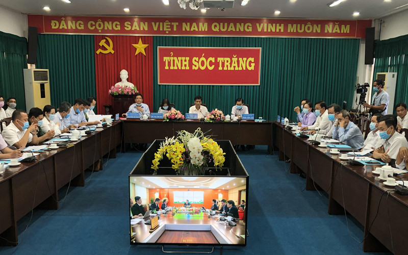 Quang cảnh buổi làm việc trực tuyến tại tỉnh Sóc Trăng.