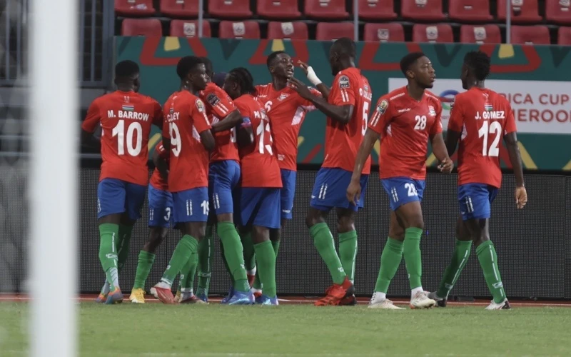 Các cầu thủ Gambia ăn mừng chiến thắng trước Mauritania. (Ảnh: beIN Sports)