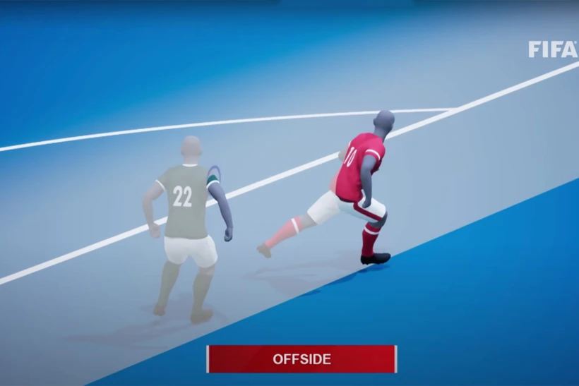 Hình ảnh mô phỏng tình huống việt vị qua SOAT. (Ảnh: FIFA)