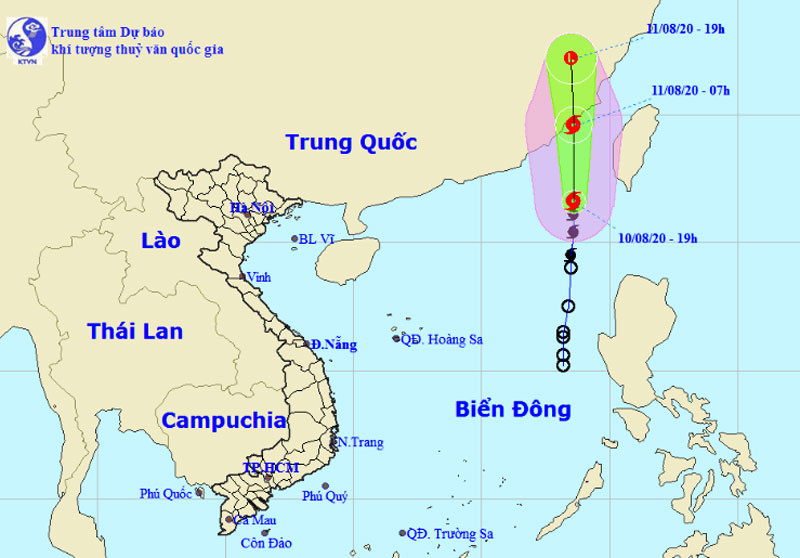 Vị trí và hướng di chuyển của bão số 3. (Nguồn: nchmf.gov.vn)
