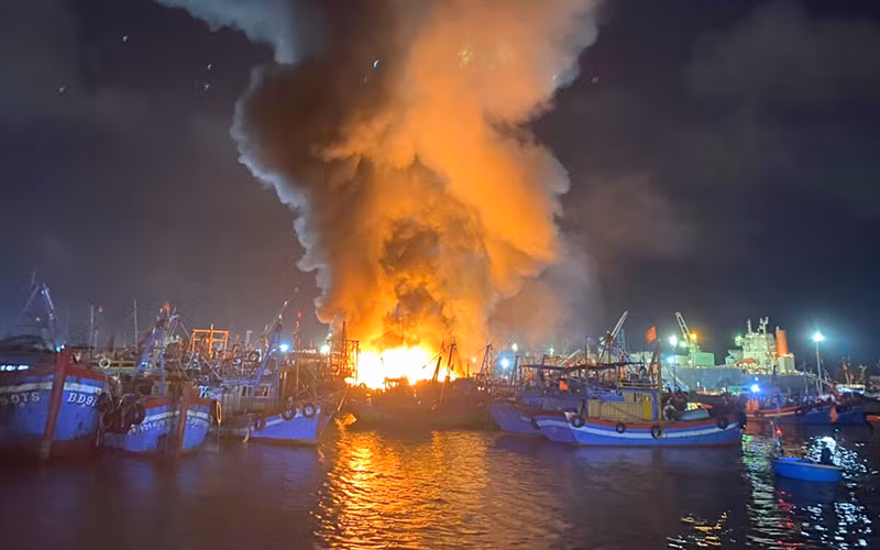 Vụ cháy xảy ra tại vị trí gần với Công ty Cổ phần Tân Cảng Quy Nhơn.