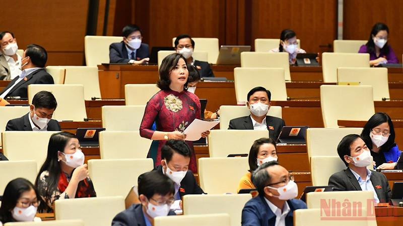 Đại biểu Quốc hội tỉnh Đắk Lắk phát biểu thảo luận tại hội trường, ngày 9/11. Ảnh: LINH NGUYÊN