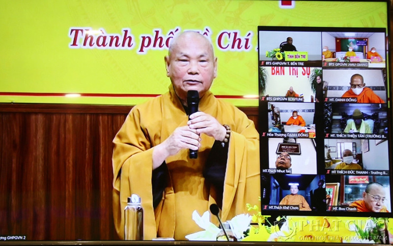 Hòa thượng Thích Thiện Nhơn, Chủ tịch Hội đồng Trị sự phát biểu khai mạc hội nghị.