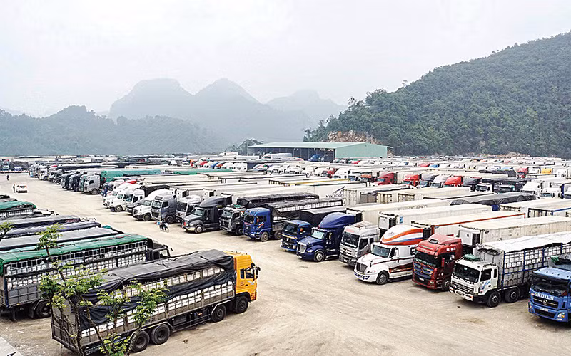 Hàng nghìn công-ten-nơ hàng nông sản ùn ứ ở cửa khẩu Tân Thanh, Lạng Sơn. Ảnh | CTV
