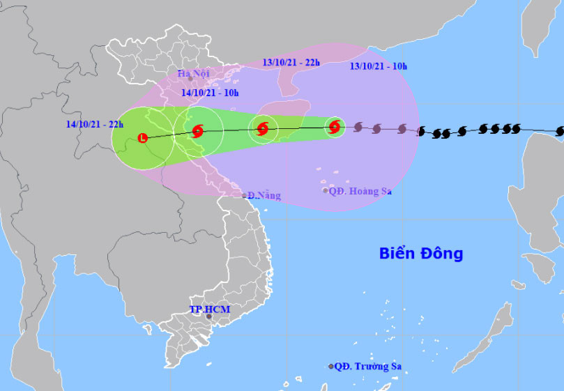 Vị trí và hướng di chuyển của bão số 8. (Nguồn: nchmf.gov.vn)