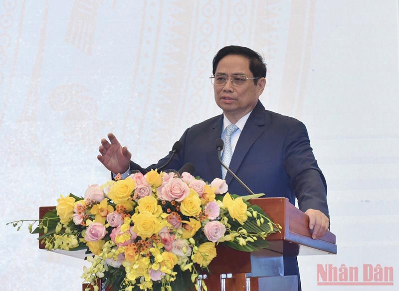 Thủ tướng Phạm Minh Chính phát biểu tại hội nghị. 