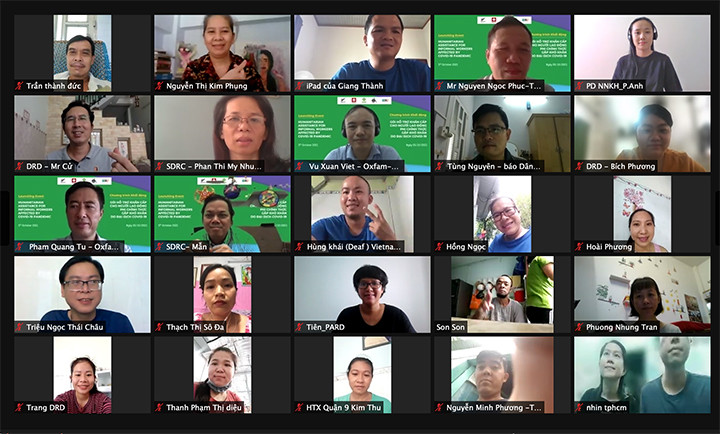 Công bố gói hỗ trợ theo hình thức trực tuyến (Ảnh: Oxfam).