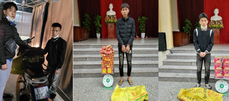 Các đối tượng cùng tang vật.