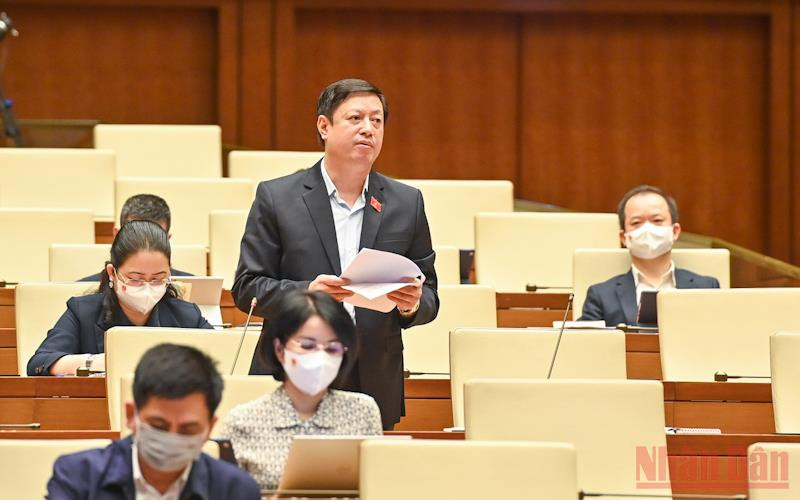 Đại biểu Quốc hội Dương Văn Thăng (TP Hồ Chí Minh) phát biểu tại phiên thảo luận trực tuyến về dự án Luật Cảnh sát cơ động. (Ảnh: LINH NGUYÊN)