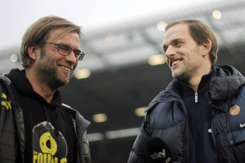 Klopp và Tuchel khi cả hai còn huấn luyện ở Đức. (Ảnh: WSJ)