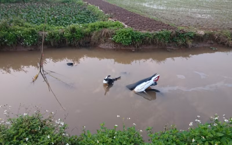 Hiện trường vụ tai nạn hai người tử vong.