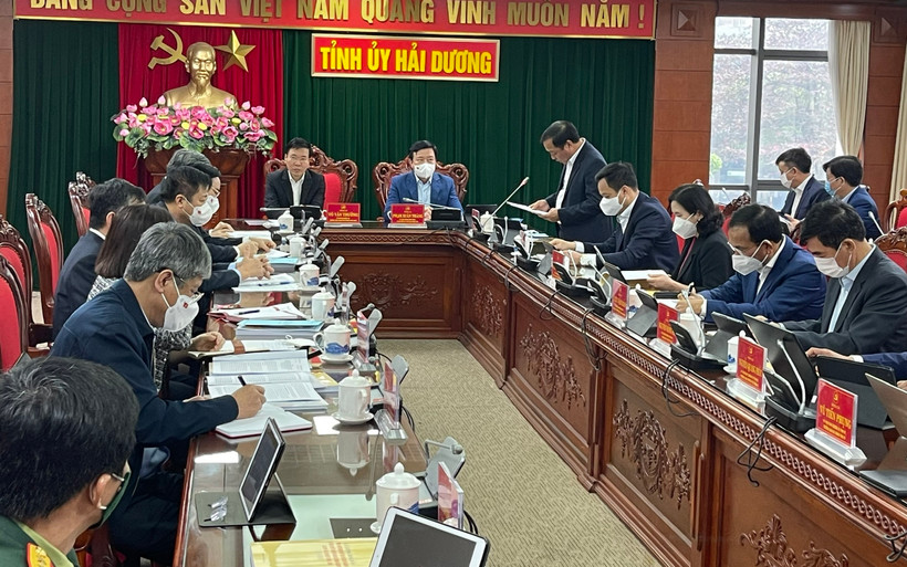 Đoàn công tác Trung ương làm việc với Ban Thường vụ Tỉnh ủy Hải Dương.