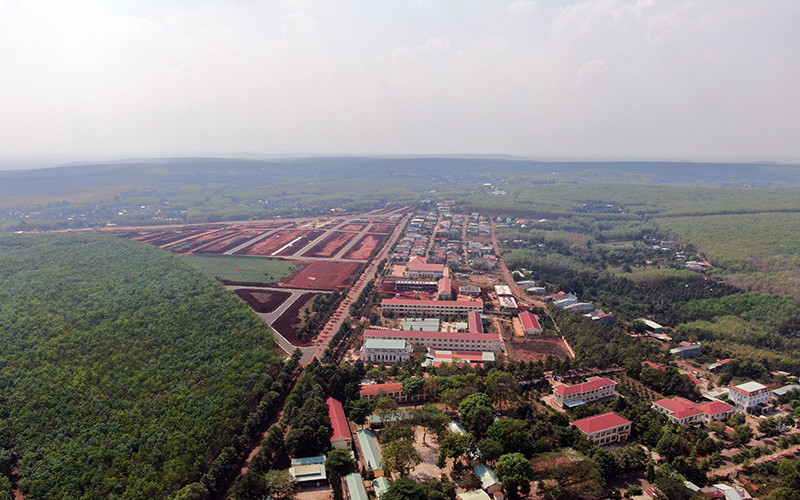 Một góc đô thị Lộc Ninh nhìn từ trên cao.