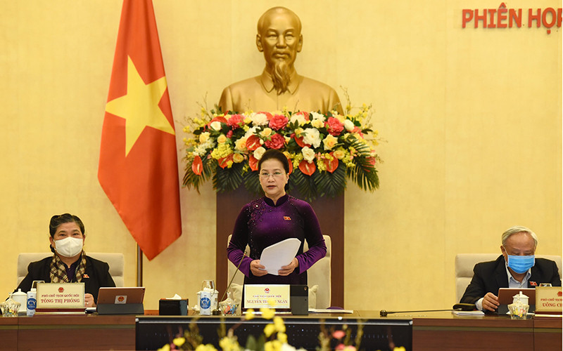 Chủ tịch Quốc hội Nguyễn Thị Kim Ngân phát biểu khai mạc phiên họp.