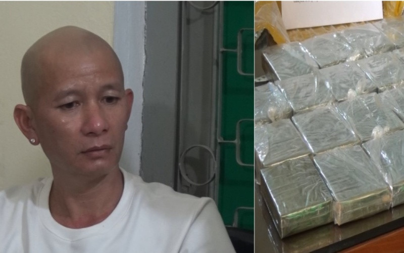 Đối tượng Hà Quang Hiệp cùng tang vật.