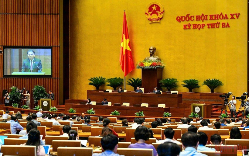 Quang cảnh phiên thảo luận của Quốc hội, chiều 27/5. (Ảnh: LINH KHOA)