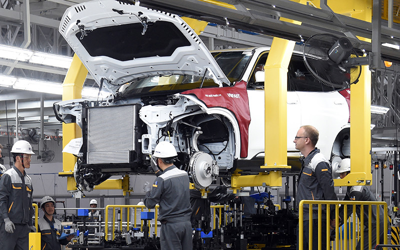 Dây chuyền sản xuất và lắp ráp ô-tô tại nhà máy của VinFast (Hải Phòng). Ảnh: TRẦN ANH