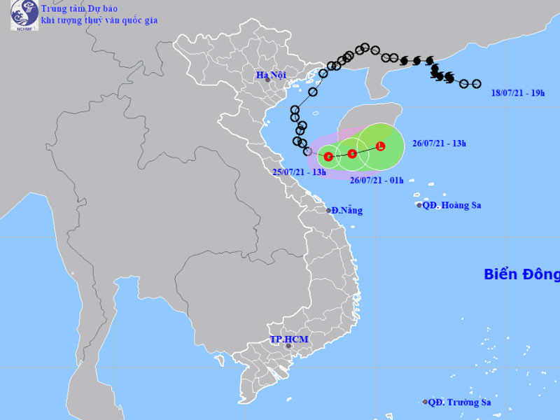 Vị trí và hướng di chuyển của áp thấp nhiệt đới. (Nguồn: nchmf.gov.vn)