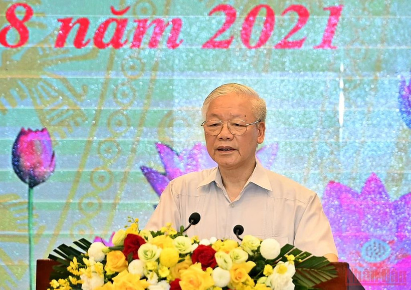 Tổng Bí thư Nguyễn Phú Trọng phát biểu chỉ đạo Hội nghị. (Ảnh: ĐĂNG KHOA)