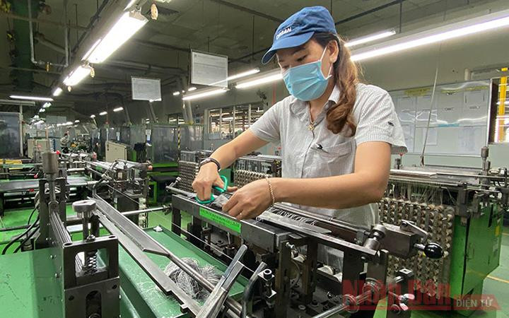 Công nhân làm việc tại Công ty TNHH Organ, Khu chế xuất Tân Thuận, quận 7 (Ảnh: Quý Hiền).